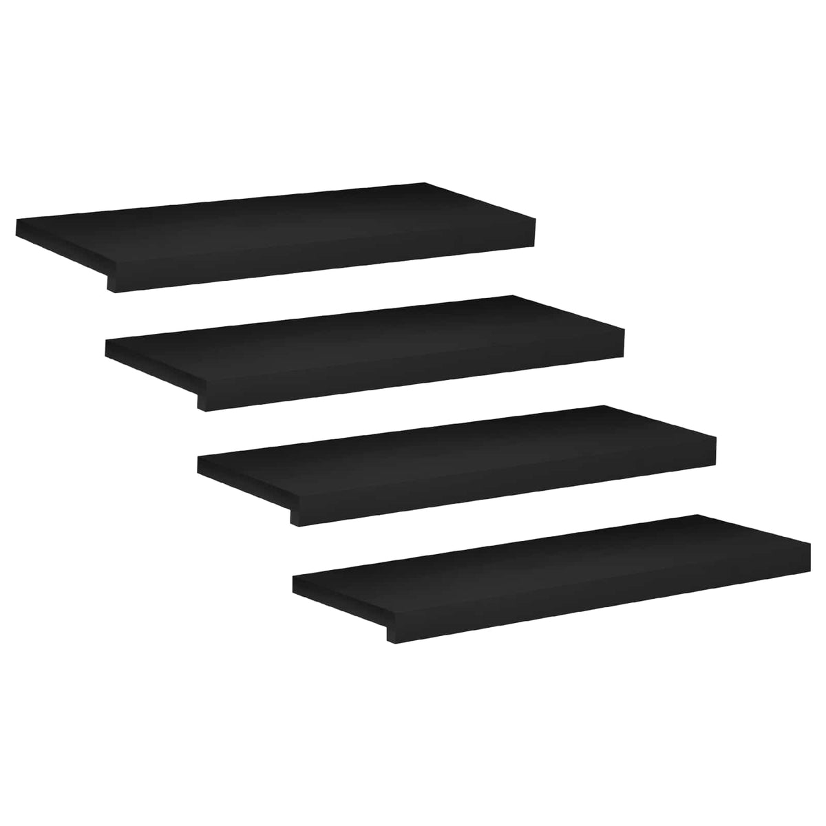 Traplopers 4 st 80 x 30 x 2 cm Zwart Massief beukenhout