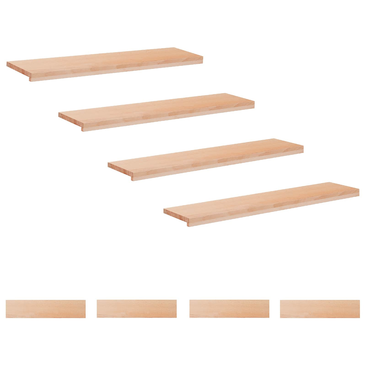 Trapmatten 8 st Naturel 120 x 25 x 2 cm Massief beukenhout