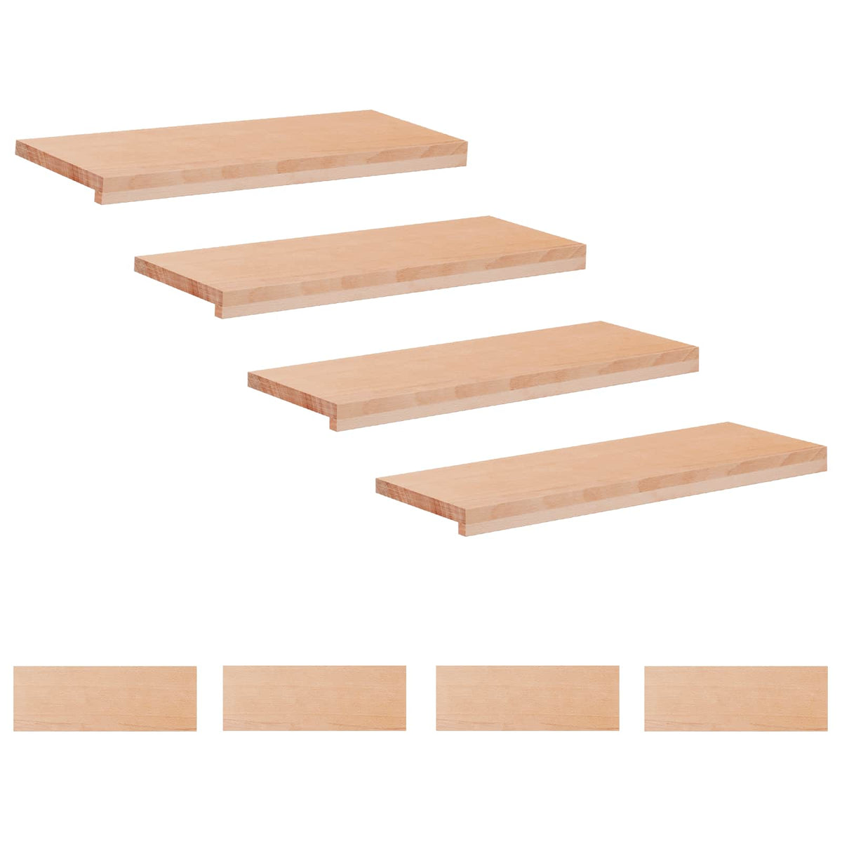 Trapmatten 8 st Naturel 70 x 30 x 2 cm Massief beukenhout
