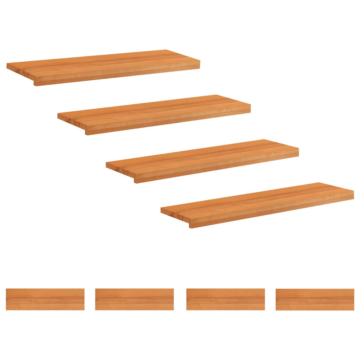 Trapmatten 8 st Licht Bruin 100 x 25 x 2 cm Massief beukenhout