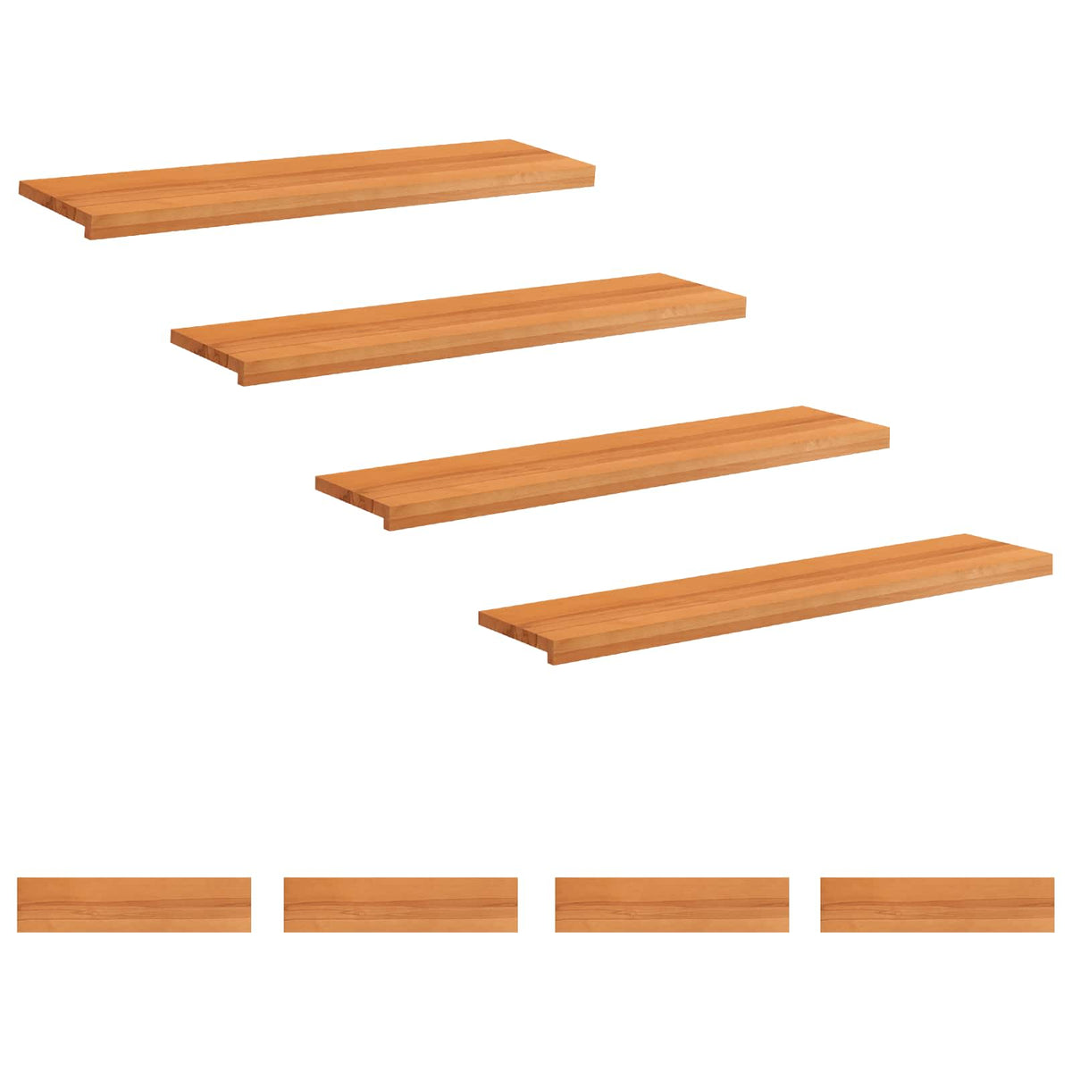 Trapmatten 8 st Licht Bruin 110 x 25 x 2 cm Massief beukenhout