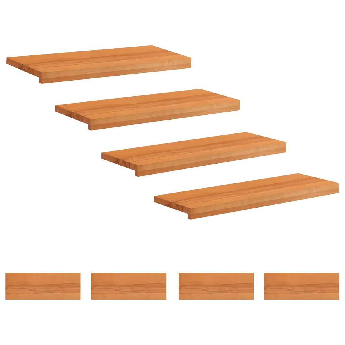 Trapmatten 8 st Licht Bruin 80 x 30 x 2 cm Massief beukenhout