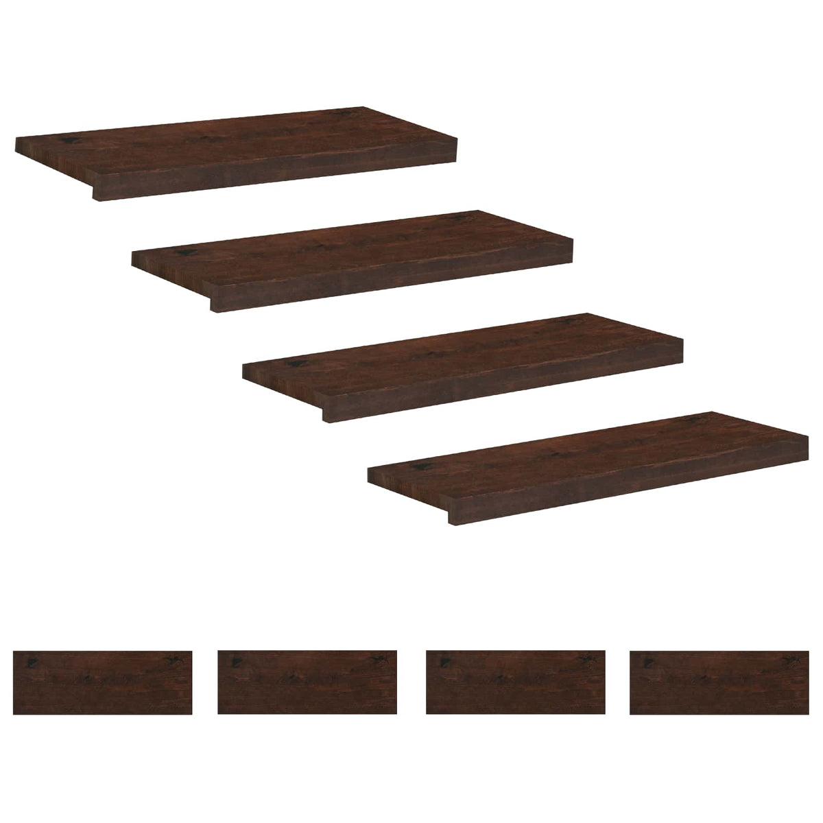 Traplopers 8 st 80 x 25 x 2 cm Donkerbruin Massief beukenhout