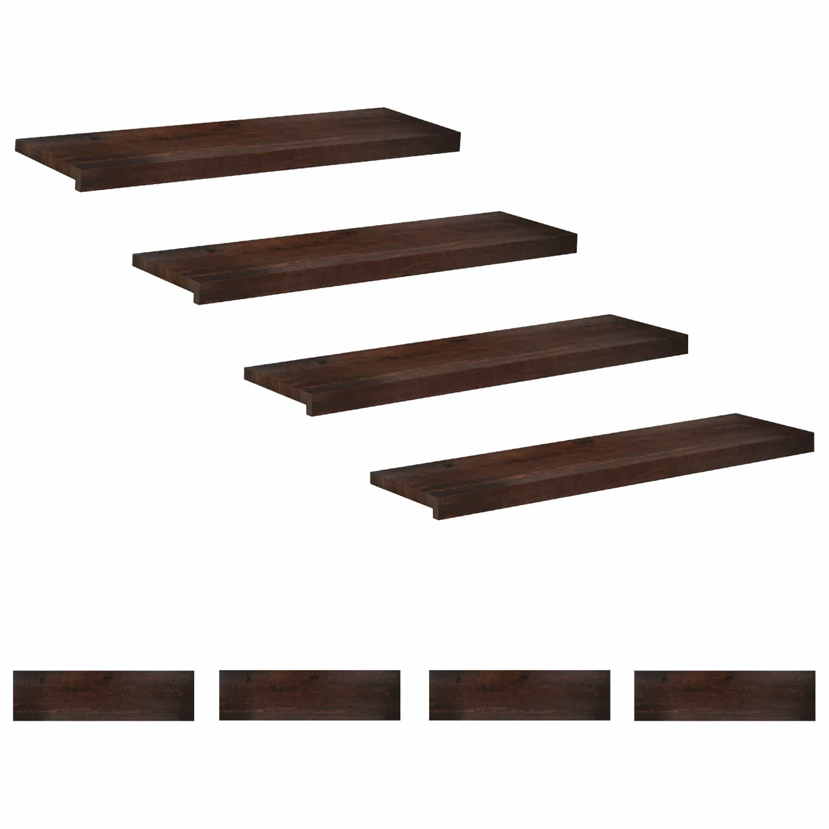 Traplopers 8 st 100 x 30 x 2 cm Donkerbruin Massief beukenhout