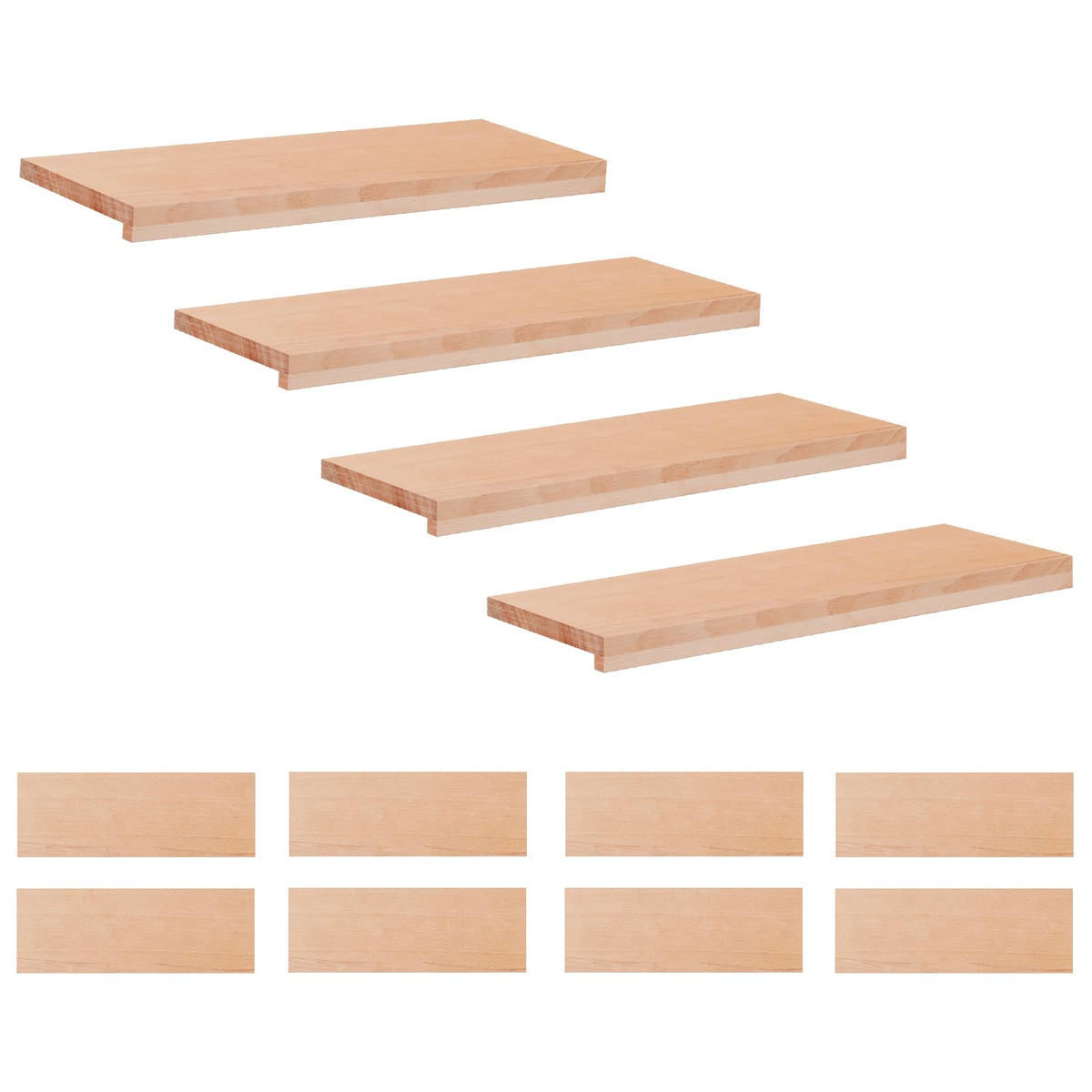 Trapmatten 12 st Naturel 80 x 25 x 2 cm Massief beukenhout