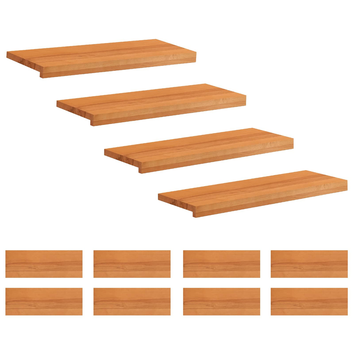 Trapmatten 12 st Licht Bruin 80 x 25 x 2 cm Massief beukenhout