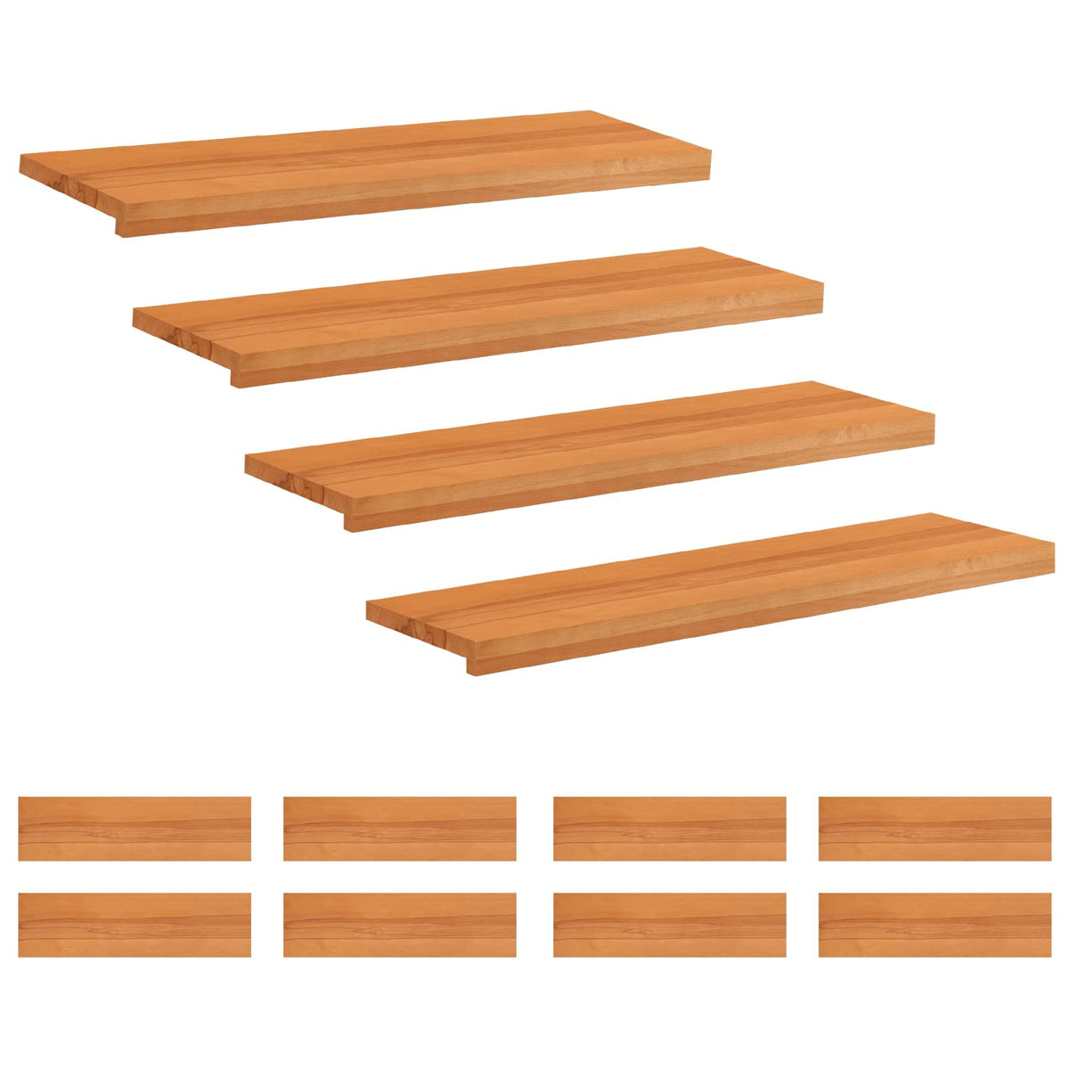 Trapmatten 12 st Licht Bruin 90 x 30 x 2 cm Massief beukenhout