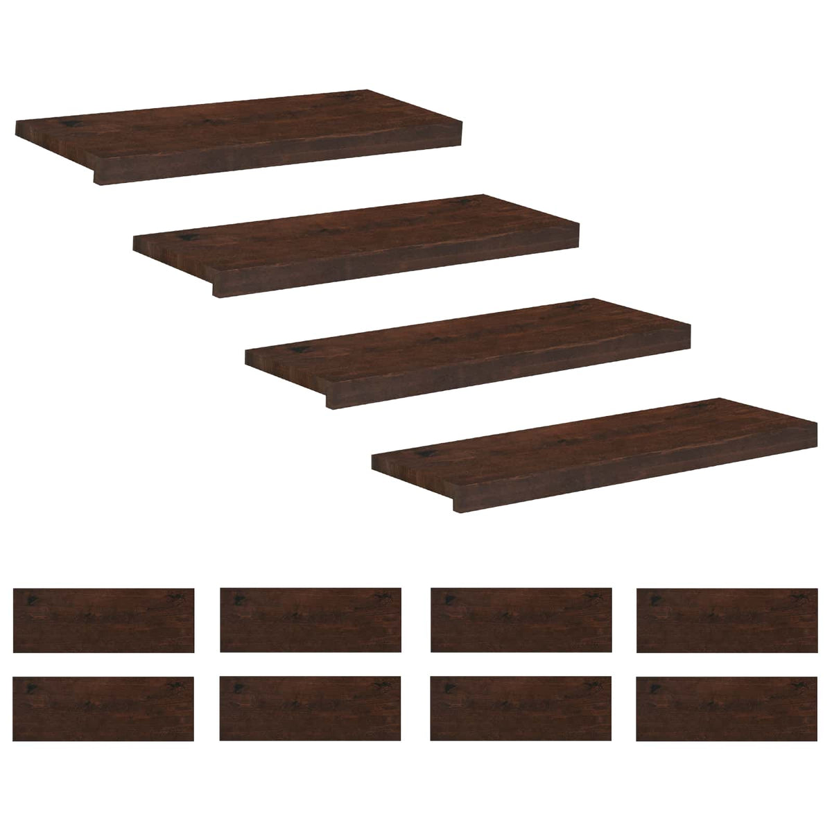 Traplopers 12 st 80 x 25 x 2 cm Donkerbruin Massief beukenhout