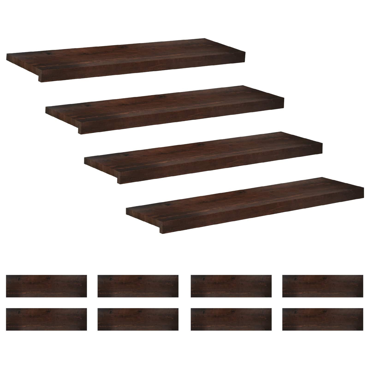 Traplopers 12 st 100 x 25 x 2 cm Donkerbruin Massief beukenhout