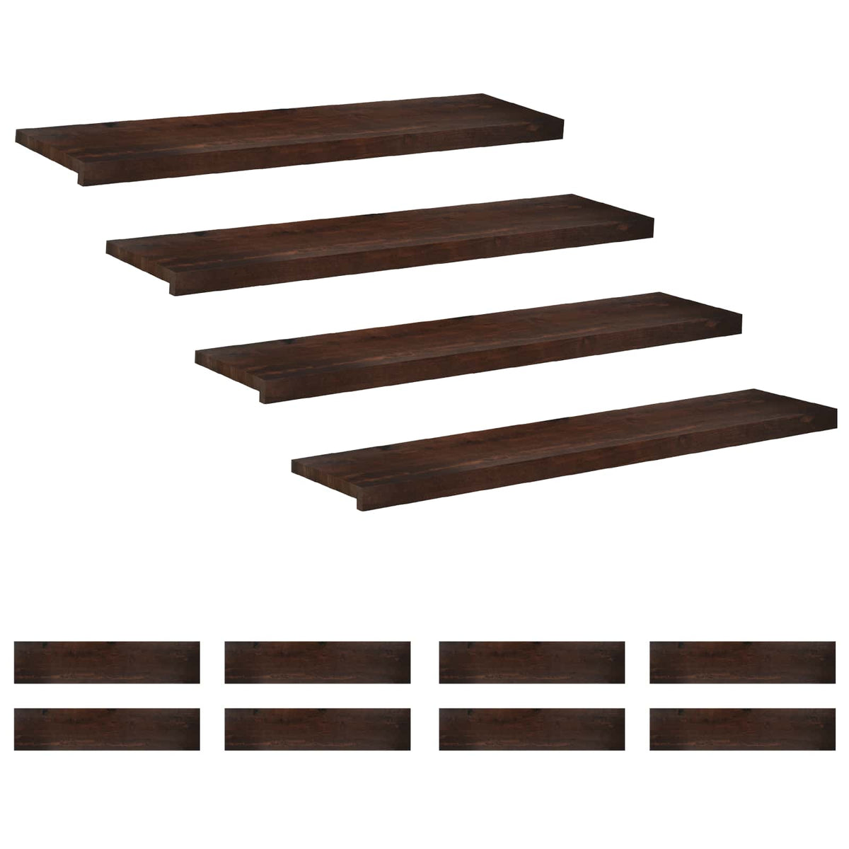 Traplopers 12 st 120 x 25 x 2 cm Donkerbruin Massief beukenhout