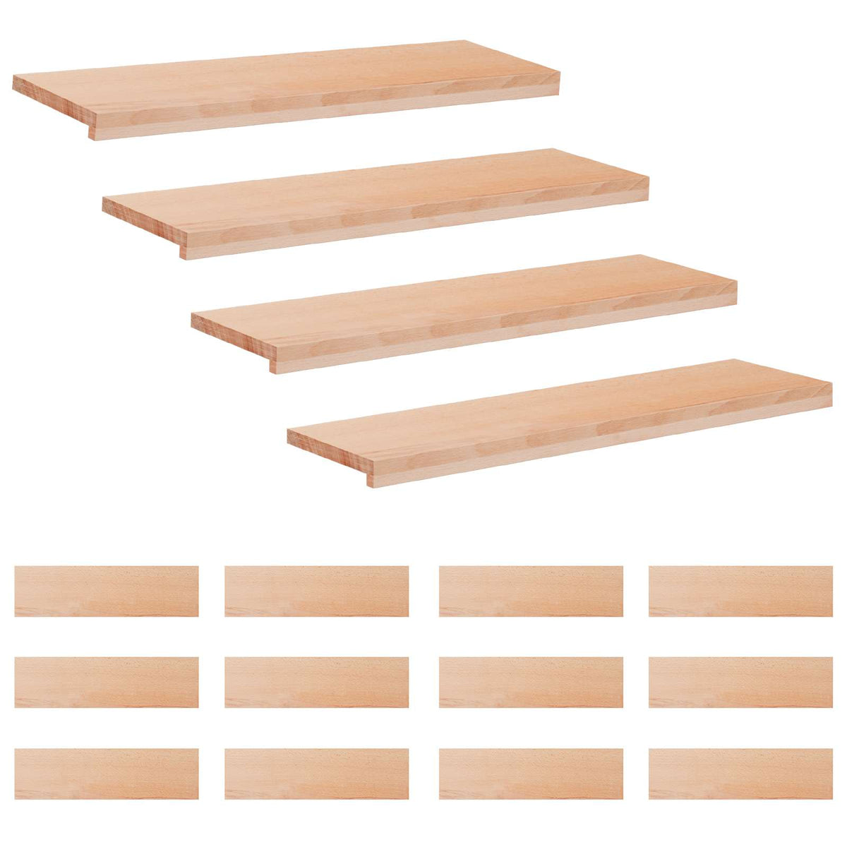 Trapmatten 16 st Naturel 100 x 25 x 2 cm Massief beukenhout
