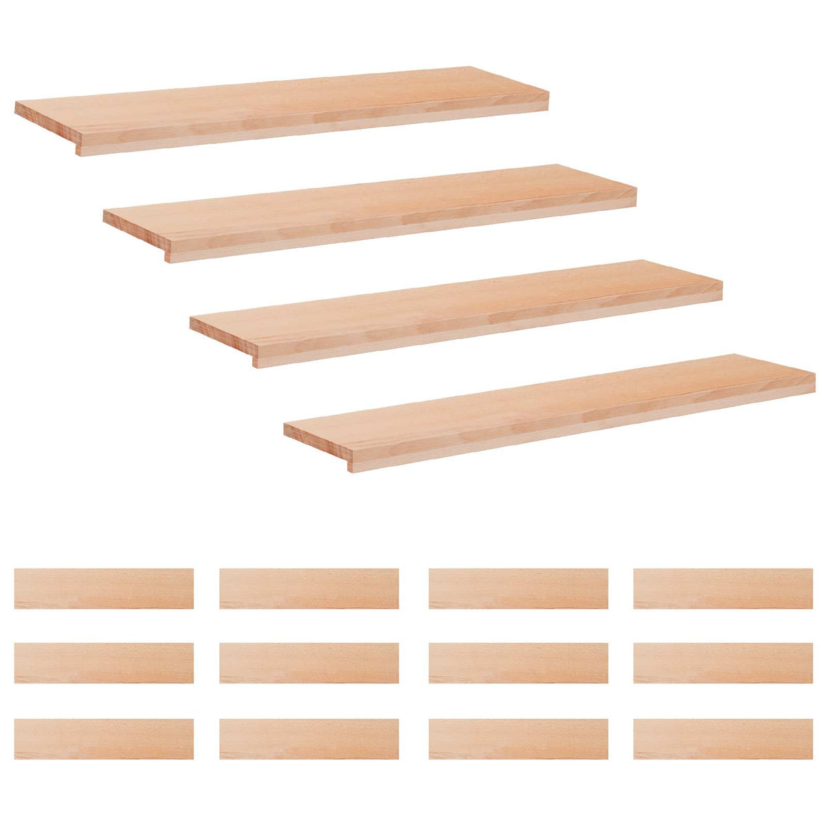 Trapmatten 16 st Naturel 110 x 25 x 2 cm Massief beukenhout