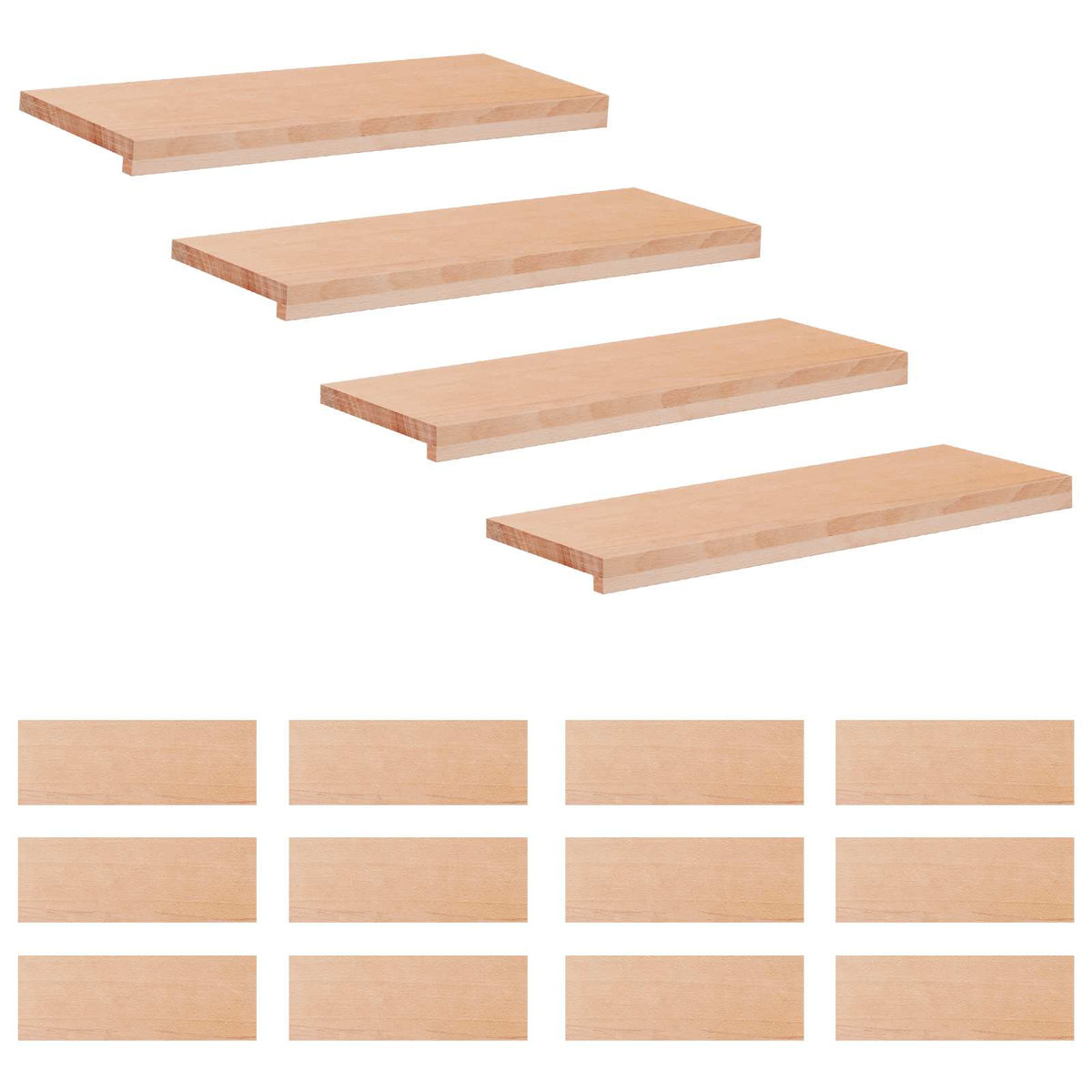 Trapmatten 16 st Naturel 70 x 30 x 2 cm Massief beukenhout
