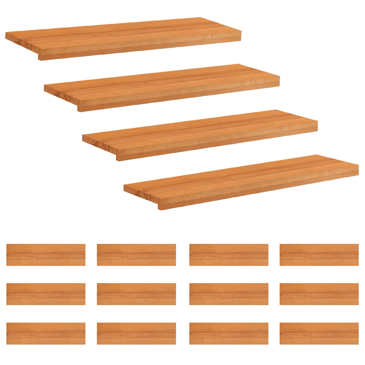 Trapmatten 16 st Licht Bruin 100 x 30 x 2 cm Massief beukenhout