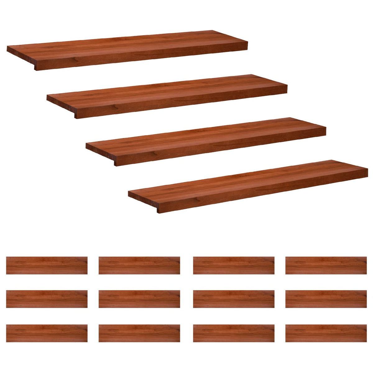 Trapmatten 16 st Bruin 110 x 25 x 2 cm Massief beukenhout