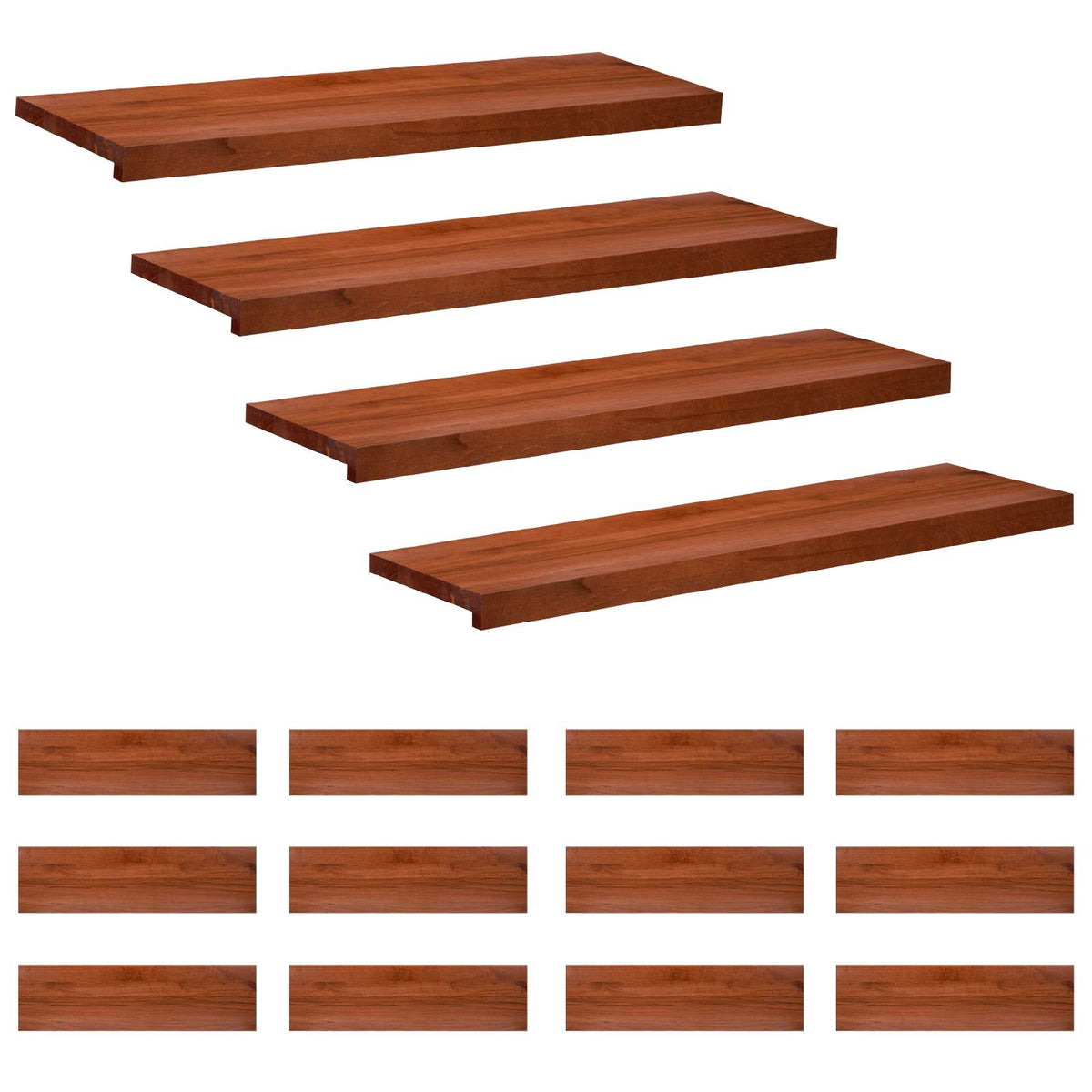 Trapmatten 16 st Bruin 90 x 30 x 2 cm Massief beukenhout