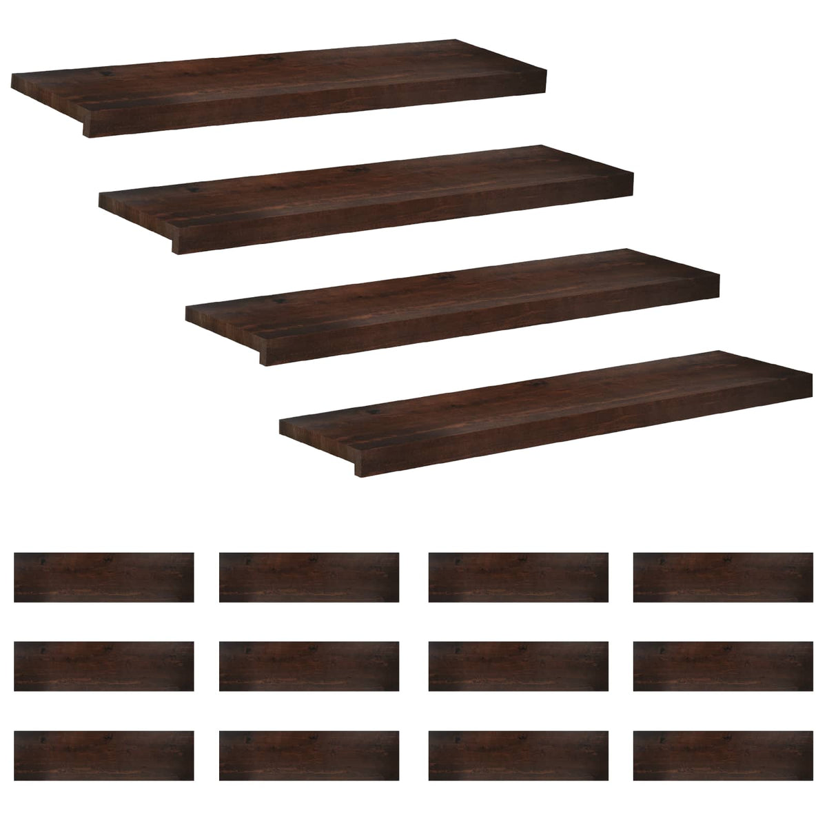 Traplopers 16 st 100 x 25 x 2 cm Donkerbruin Massief beukenhout