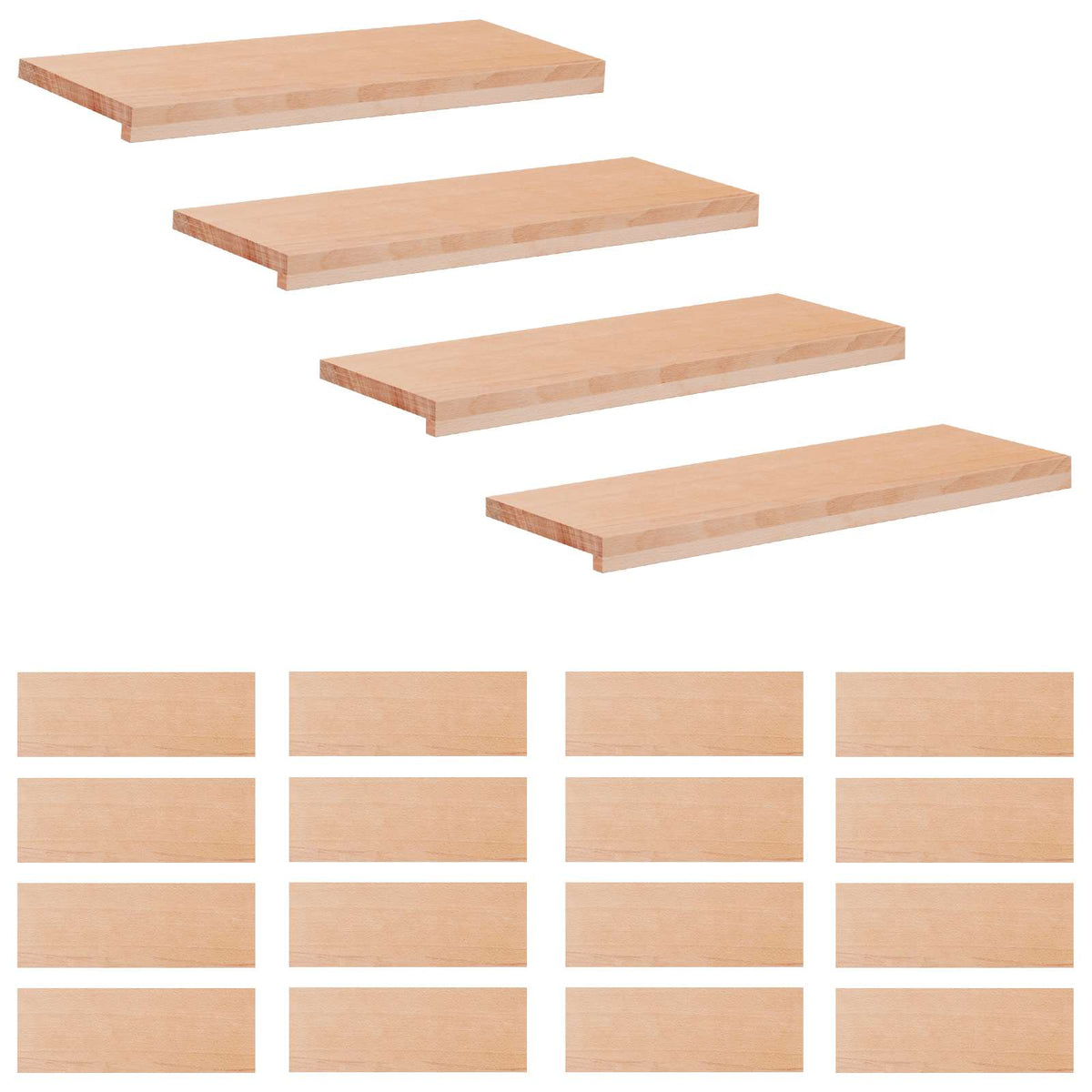 Trapmatten 20 st Naturel 80 x 25 x 2 cm Massief beukenhout