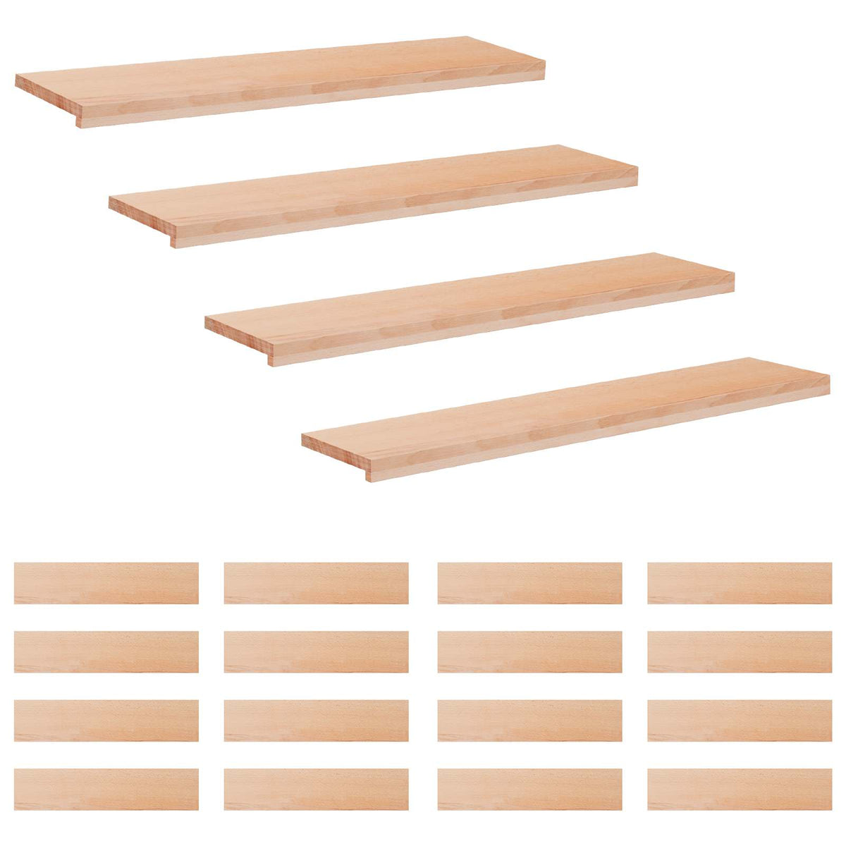 Trapmatten 20 st Naturel 120 x 25 x 2 cm Massief beukenhout