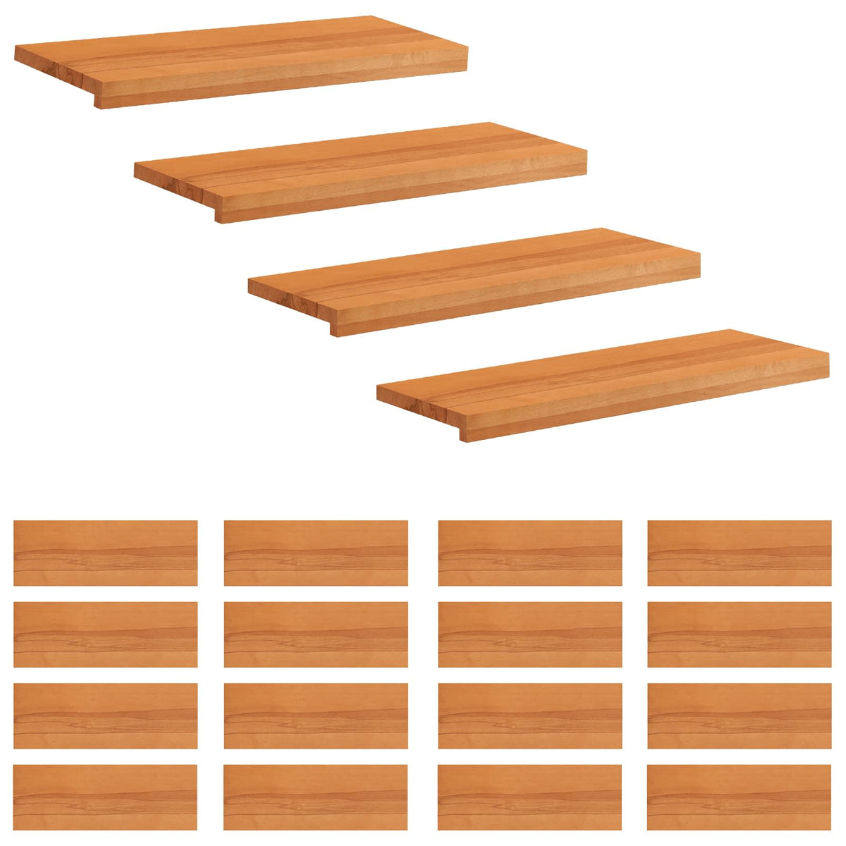 Trapmatten 20 st Licht Bruin 80 x 25 x 2 cm Massief beukenhout