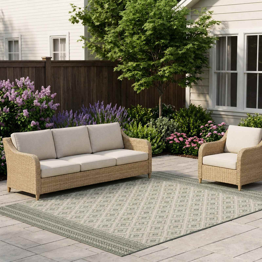 Gebied Tapijt OLITE Natuurlijk en Groen 160 x 230 cm PET