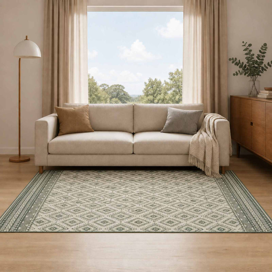 Gebied Tapijt OLITE Natuurlijk en Groen 160 x 230 cm PET