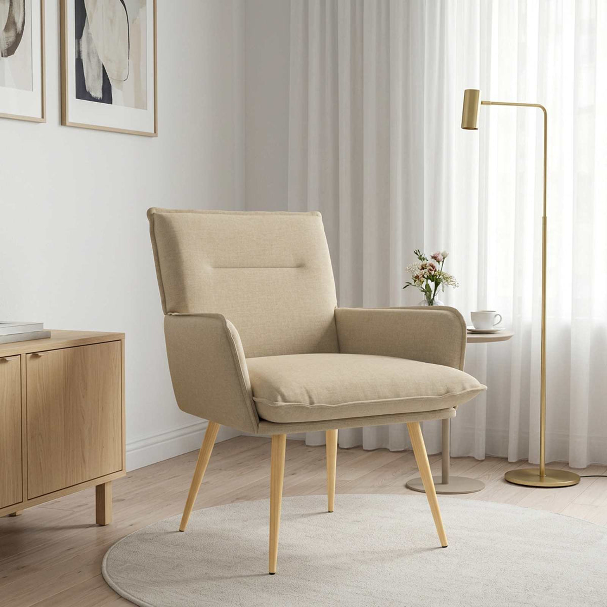 Fauteuil Crèmekleurig Stof