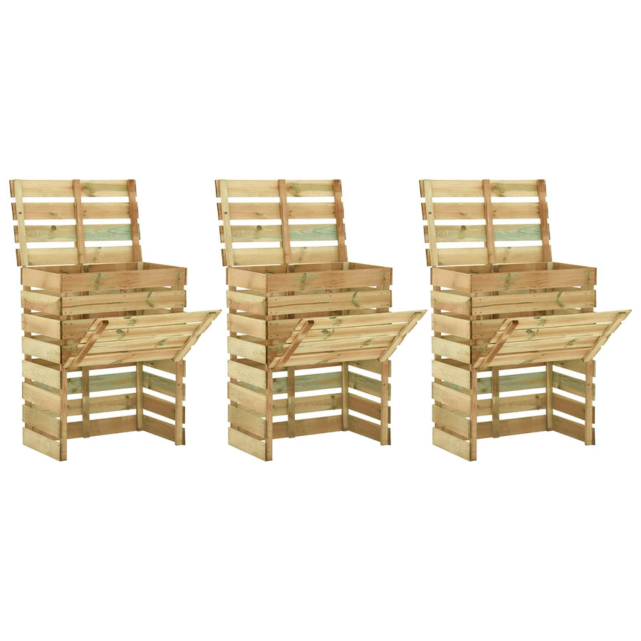 Latten tuincomposter 3 pcs Groen 110 x 58 x 113 cm