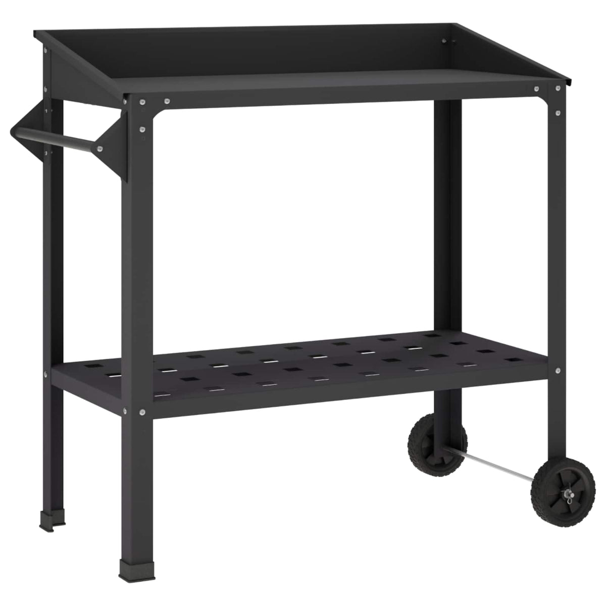Pottafel met Wielen 96 x 50 x 89 cm Koudgewalst staal Zwart