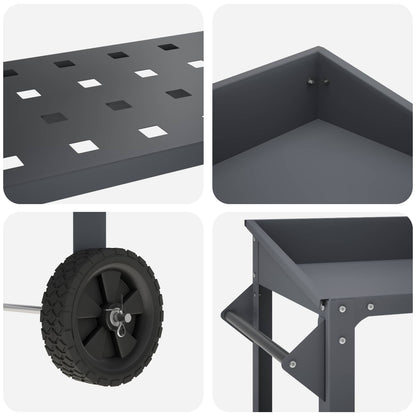 Pottafel met Wielen 96 x 50 x 89 cm Koudgewalst staal Antraciet