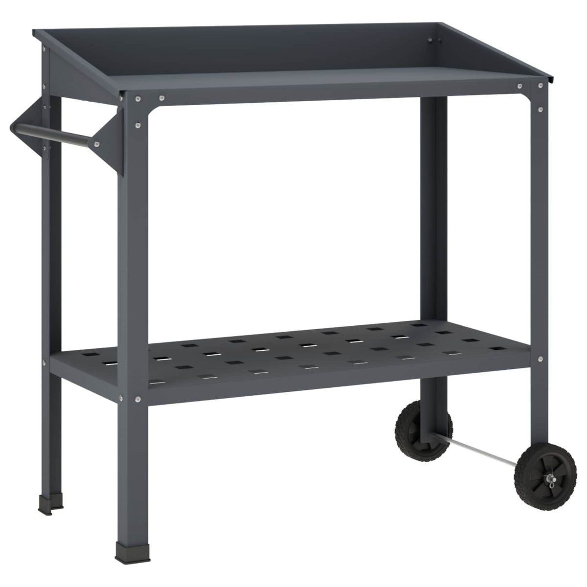 Pottafel met Wielen 96 x 50 x 89 cm Koudgewalst staal Antraciet