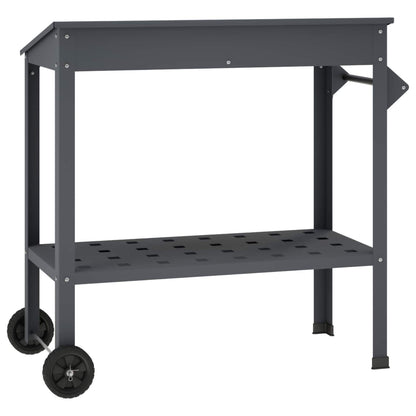 Pottafel met Wielen 96 x 50 x 89 cm Koudgewalst staal Antraciet