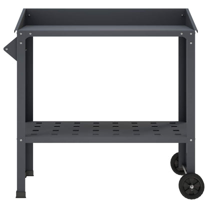 Pottafel met Wielen 96 x 50 x 89 cm Koudgewalst staal Antraciet