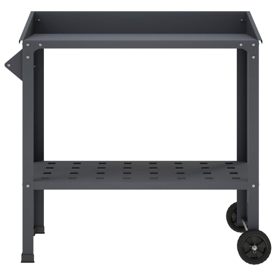 Pottafel met Wielen 96 x 50 x 89 cm Koudgewalst staal Antraciet