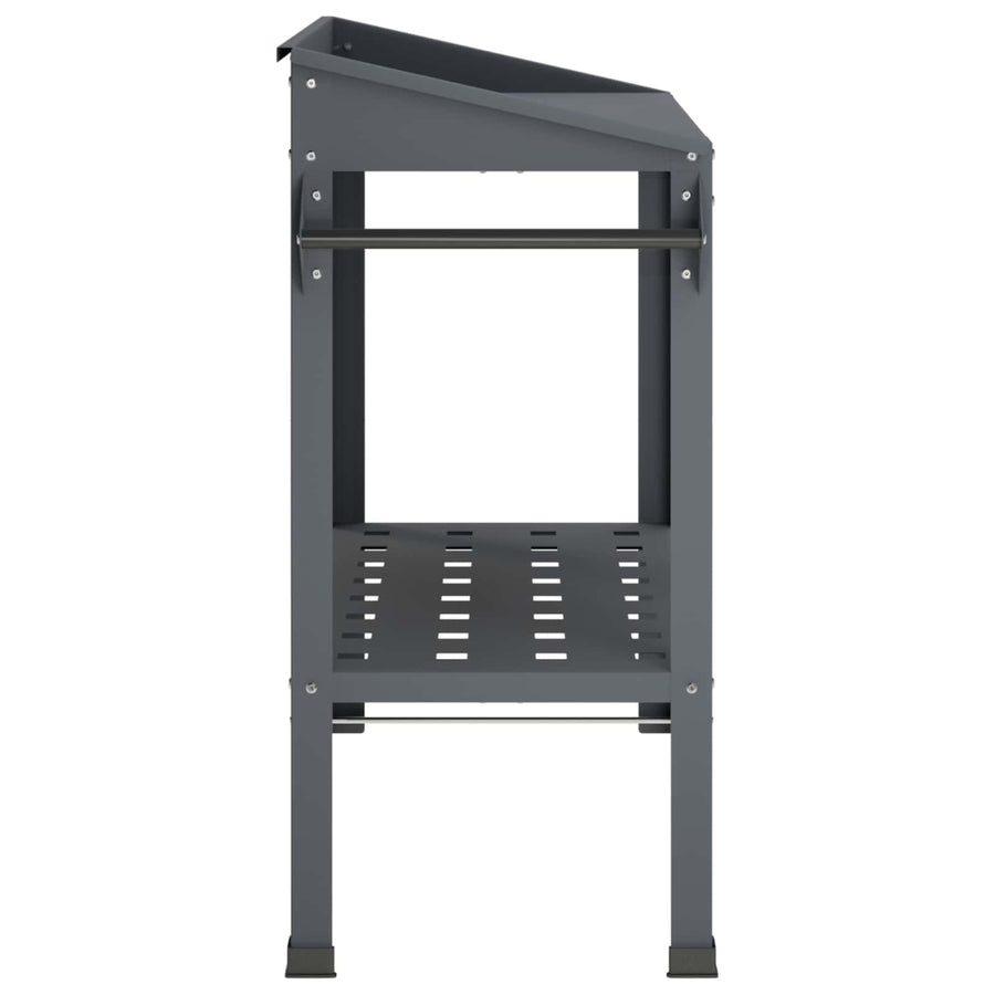 Pottafel met Wielen 96 x 50 x 89 cm Koudgewalst staal Antraciet