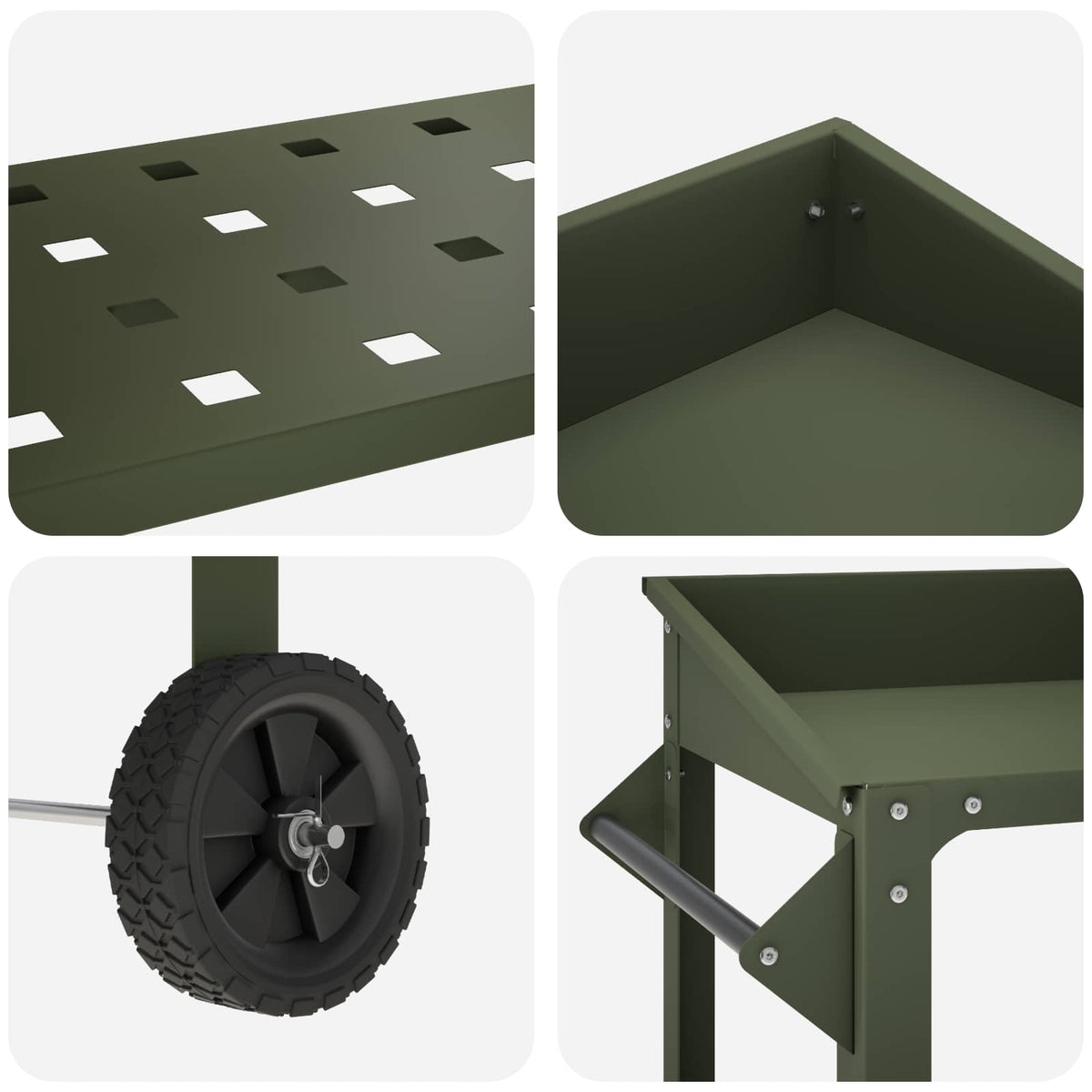 Pottafel met Wielen 96 x 50 x 89 cm Koudgewalst staal