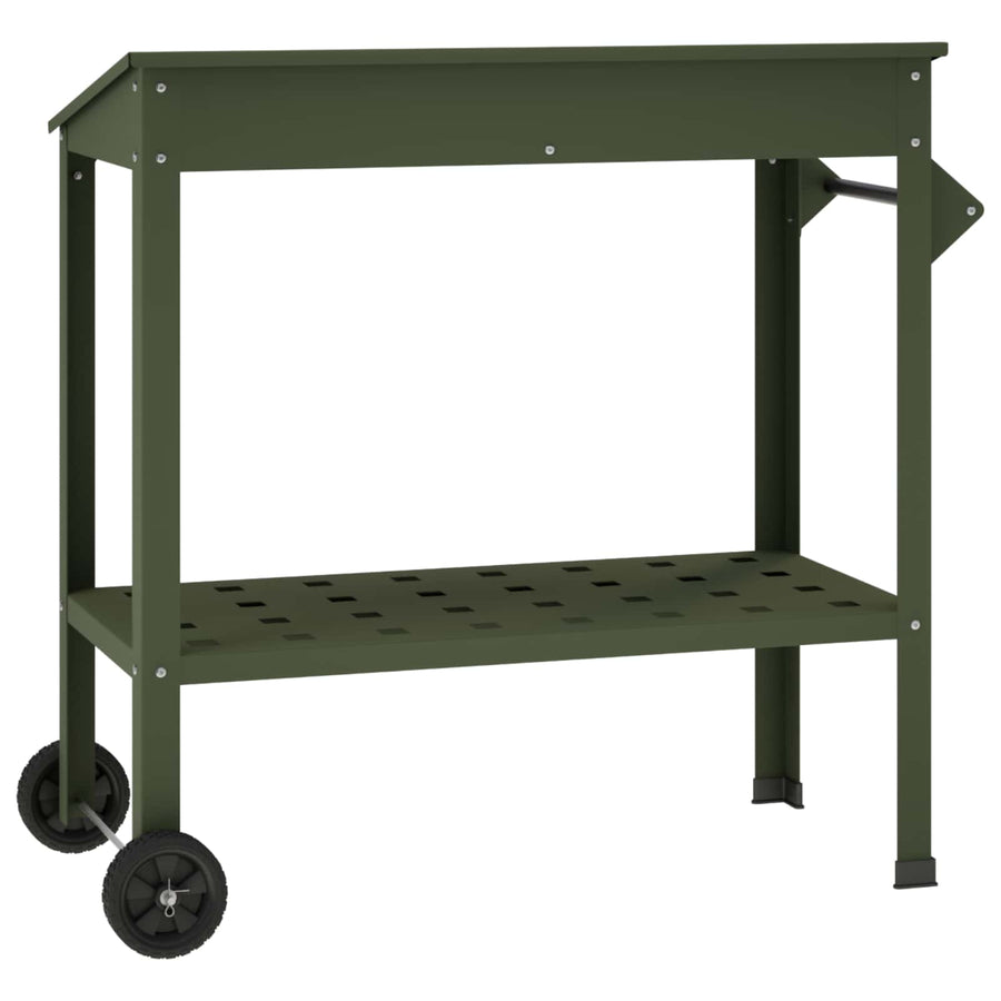 Pottafel met Wielen 96 x 50 x 89 cm Koudgewalst staal