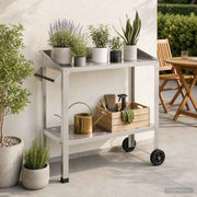 Pottafel met wielen 96x50x89 cm roestvrij staal