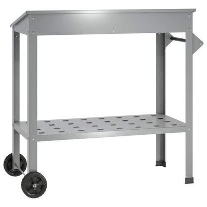 Pottafel met Wielen 96 x 50 x 89 cm Gegalvaniseerd staal zilver
