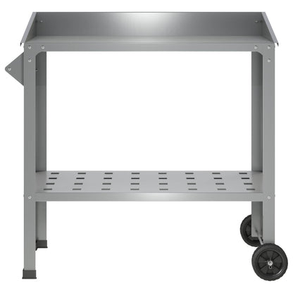 Pottafel met Wielen 96 x 50 x 89 cm Gegalvaniseerd staal zilver