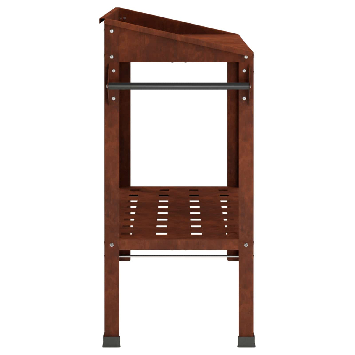 Pottafel met Wielen 96 x 50 x 89 cm weervast staal Roestkleurig