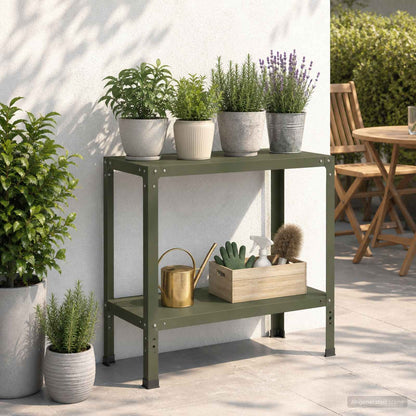 Planttafel 100 x 40 x 80 cm Gepoedercoat staal Olijfgroen