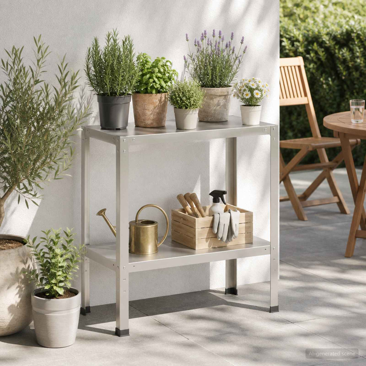 Planttafel 100 x 40 x 80 cm Roestvrij staal zilver