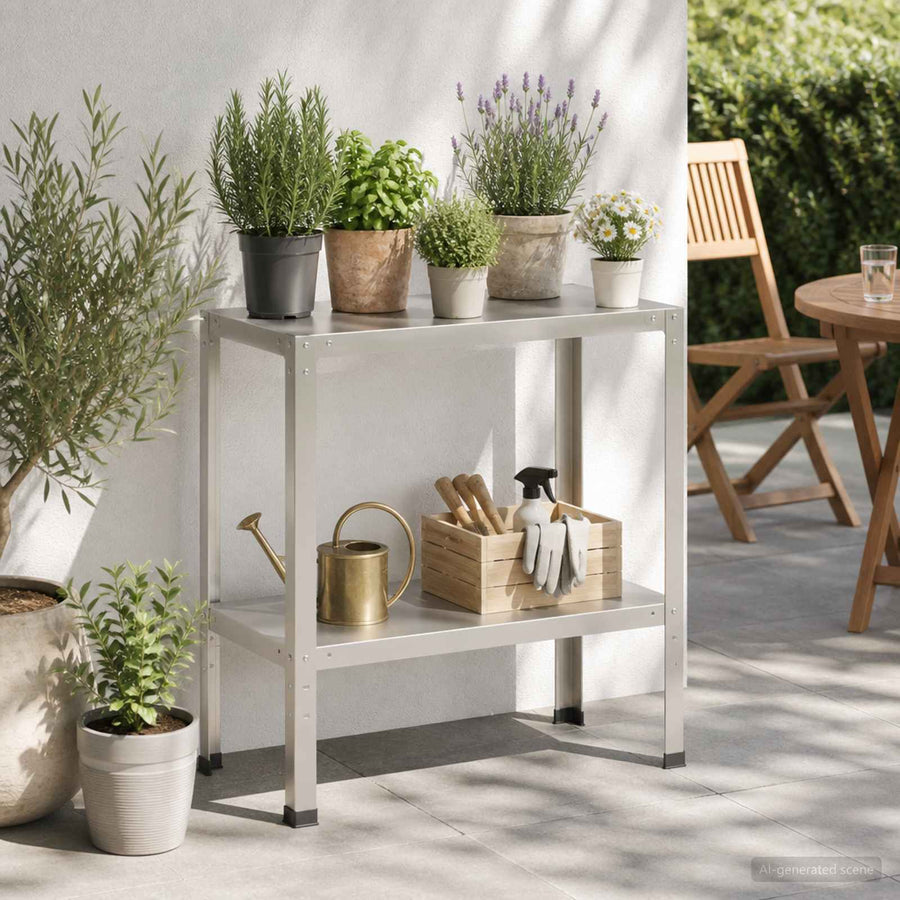 Planttafel 100 x 40 x 80 cm Roestvrij staal zilver