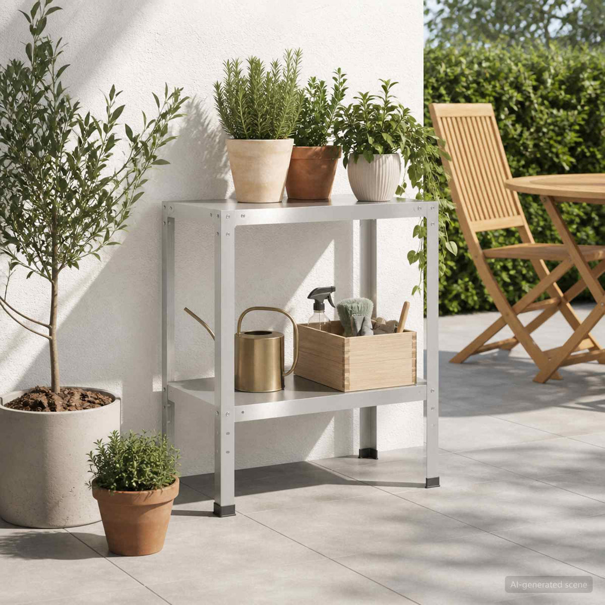 Planttafel 60 x 40 x 80 cm Roestvrij staal zilver