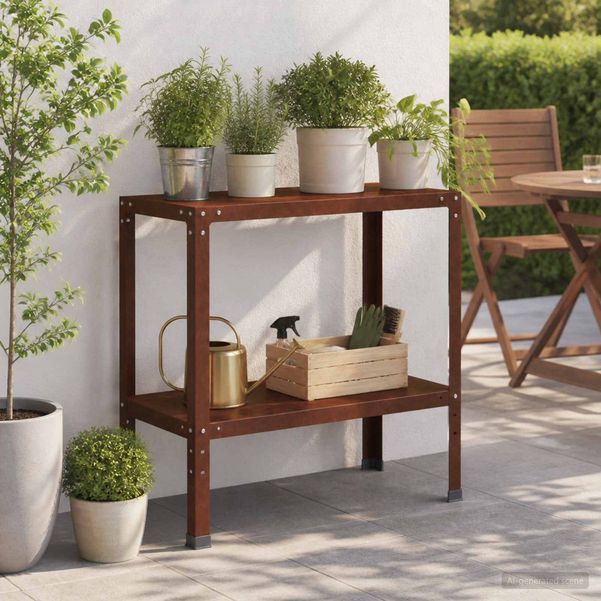 Planttafel 60 x 40 x 80 cm weervast staal Roestkleurig