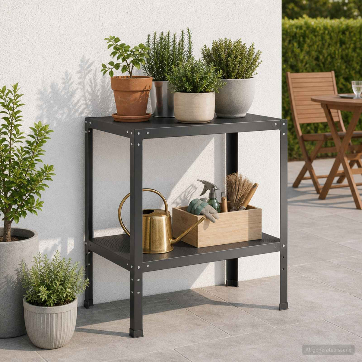 Planttafel 100 x 50 x 80 cm Gepoedercoat staal Zwart