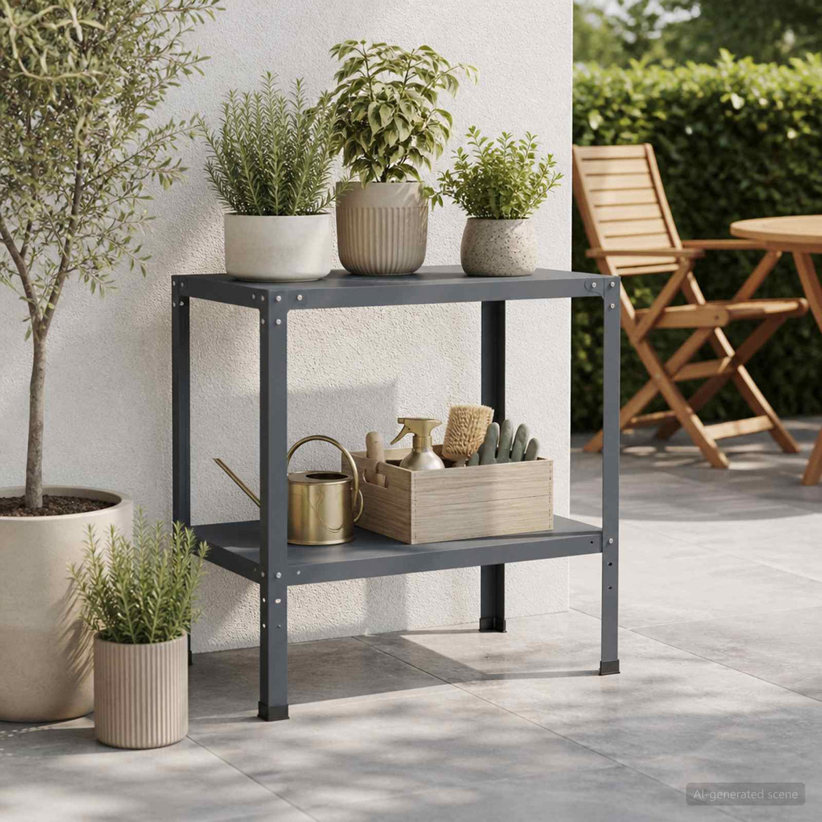 Planttafel 100 x 50 x 80 cm Gepoedercoat staal Antraciet