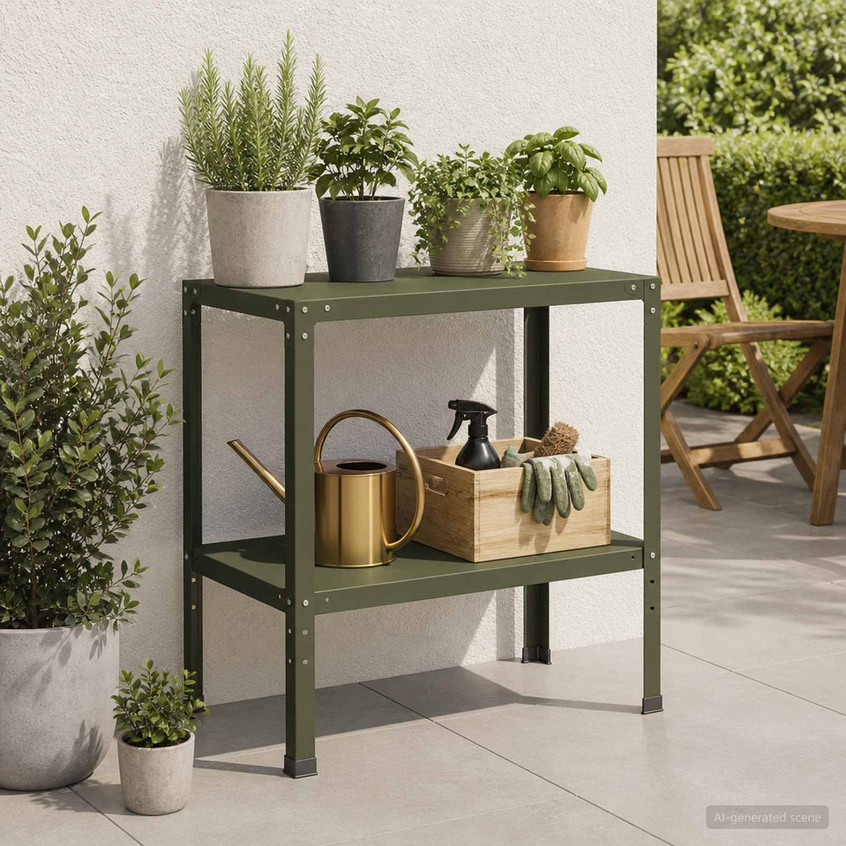 Planttafel 100 x 50 x 80 cm Gepoedercoat staal Olijfgroen