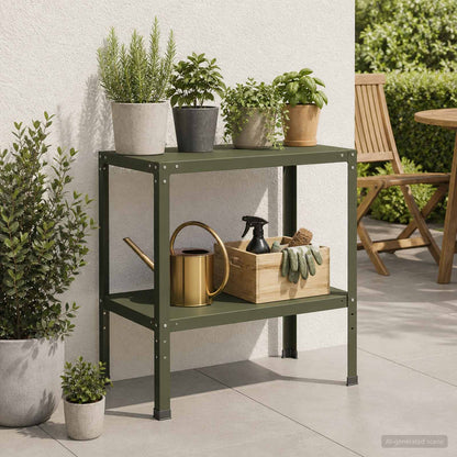 Planttafel 100 x 50 x 80 cm Gepoedercoat staal Olijfgroen